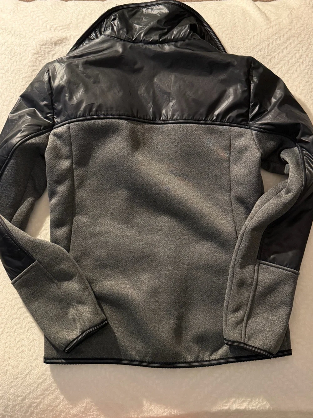 Lolë Montreal Gray & Black Mixed Media Fleece Full-Zip Jacket - Size Small